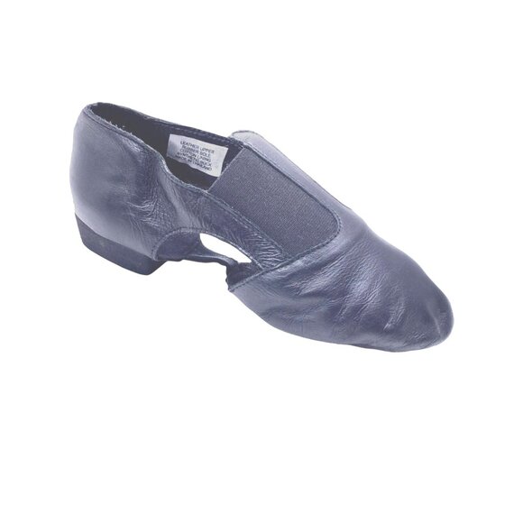 Leo's Adult 4 Jazz Split Sole Dance Shoes Gore Stretch Slip On Black Leather - Picture 4 of 8